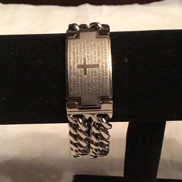 MENS SILVER BRACELETS WITH CROSSS - Picture 4 of 4